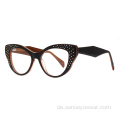 Katzenauge Rhinestone Acetat optische Rahmenbrille